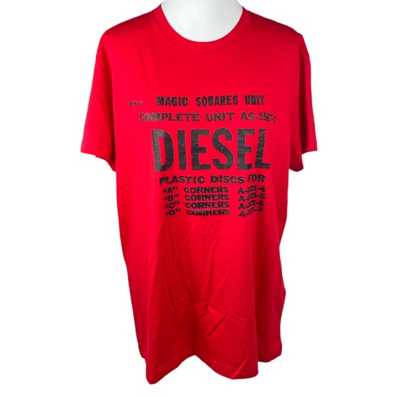 Diesel Magic Squares Unit T Shirt Red Size XXL - Picture 1 of 9